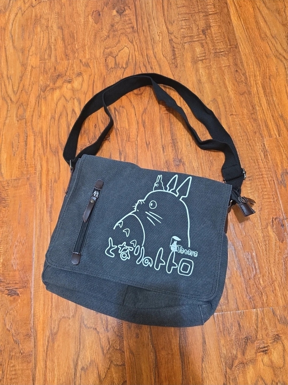 Grey Totoro Canvas Messenger Bag - Casual Shoulder Tote Bag